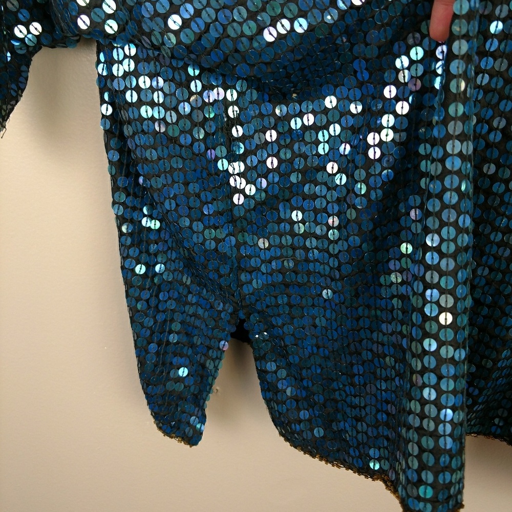SOLD Vintage 100% silk sequin heart blouse 2X - Picture 6 of 8